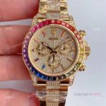 JH Factroy Gold Rolex Daytona Rainbow Diamonds Watch Replica - Swiss Cal 4130